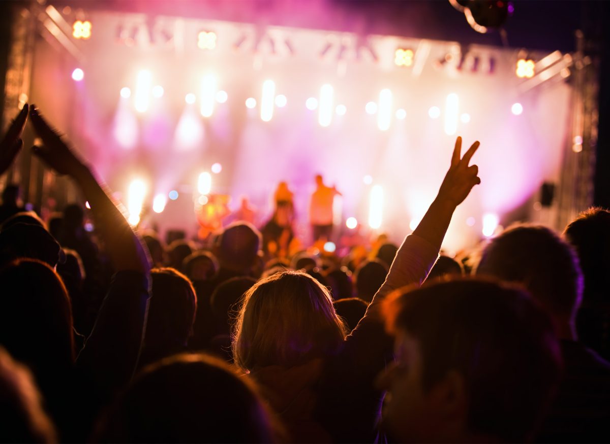 Crowds of people having fun on a music concert